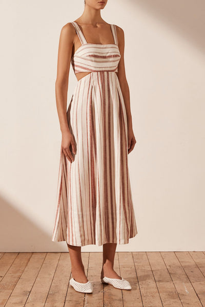 Erin Cut Out Midi Dress - Raspberry Multi - et seQ fashion