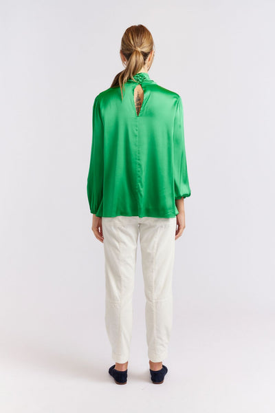 Pussy Bow Long Sleeve Top - Emerald - et seQ fashion