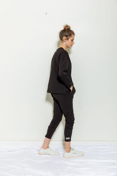 Anna Lightweight Slouch Pant - Black - et seQ fashion