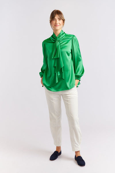 Pussy Bow Long Sleeve Top - Emerald - et seQ fashion