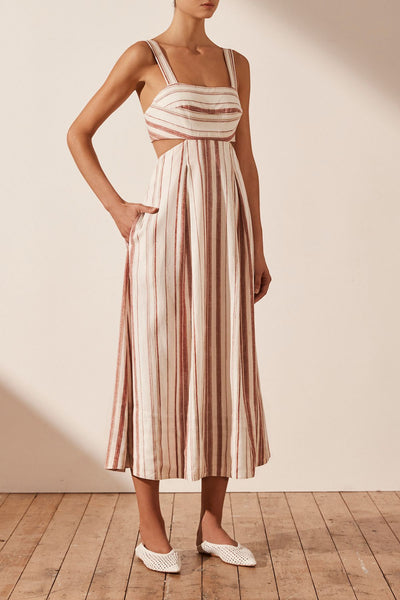 Erin Cut Out Midi Dress - Raspberry Multi - et seQ fashion